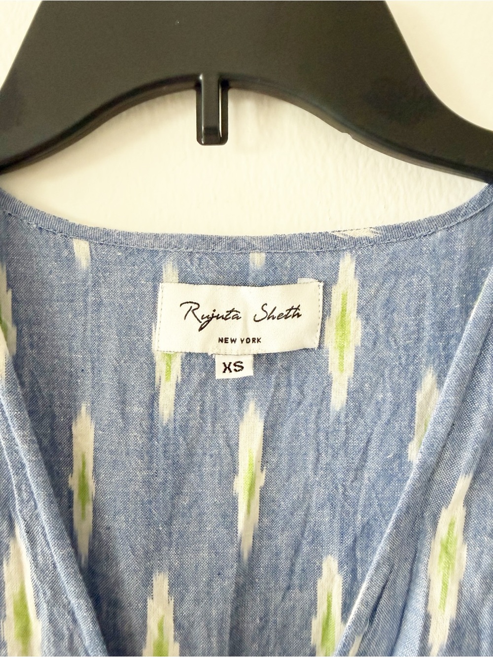 Rujuta Sheth Venus Wrap Oversized Cotton Blue Ikat Tie Front Jumpsuit Size XS - Picture 8 of 9